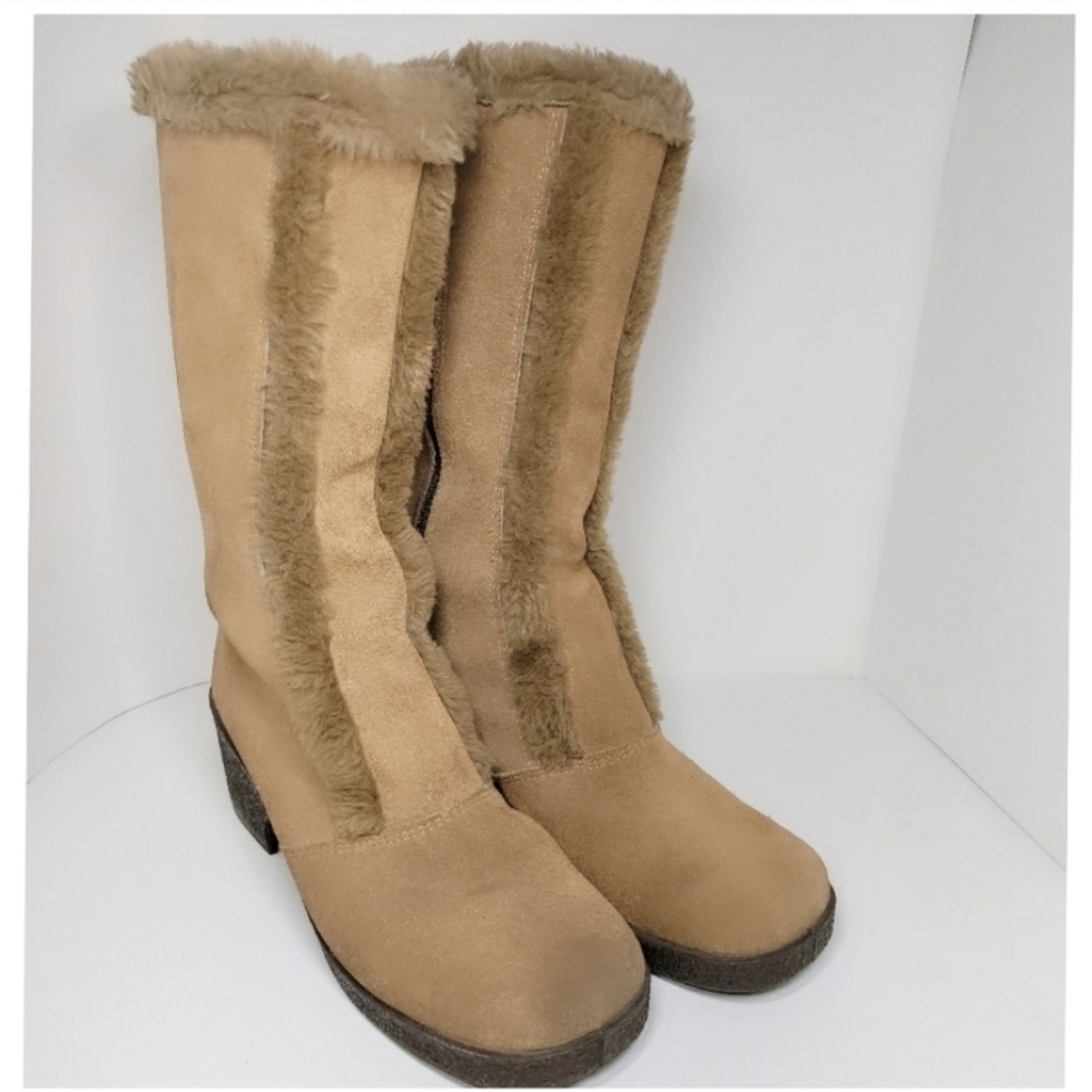 Yodelers Suede Leather Thick Sherpa Lined Warm Winter Boots RARE Vintage 7.5